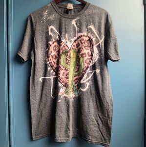 Gildan Gray and Green Short Sleeve Tee with Unique Design